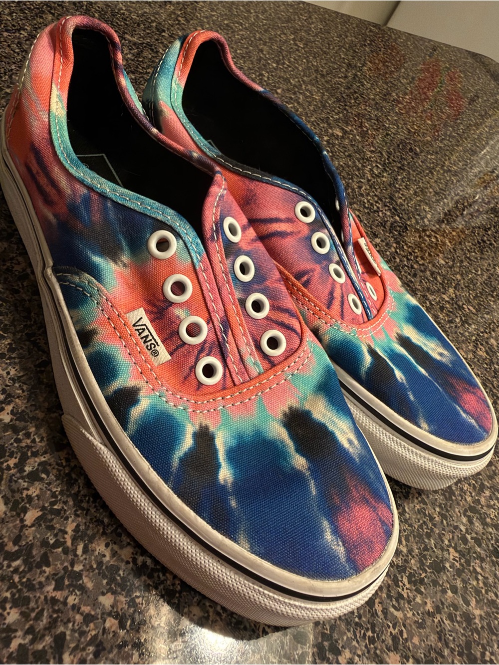 Vans Tie-Dye Slip-On Sneakers - Blue, Pink & Teal